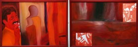 musiker  (2x100x80cm, Diptychon, �l/Hartfaser 2002)