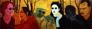 am biertisch (250x60cm �l/Leinwand 1999)